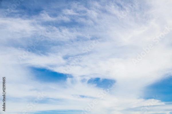 Obraz Blue sky and white cloudy background