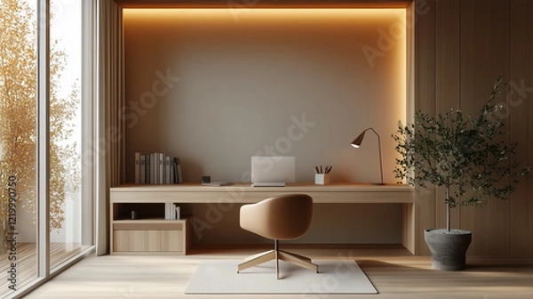 Obraz Modern Minimalist Home Office Design With Natural Light