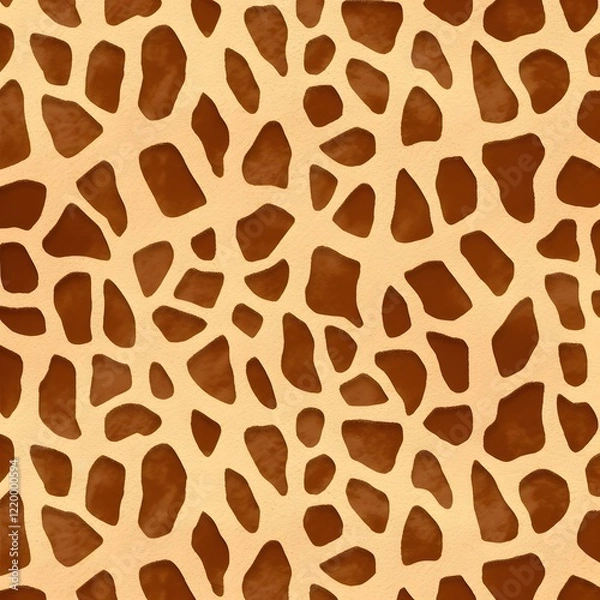 Fototapeta Repeating Giraffe Pattern: Brown and Beige Irregular Shapes