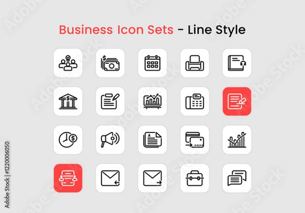 Obraz 20 Collection of Business Icons with Line Style
