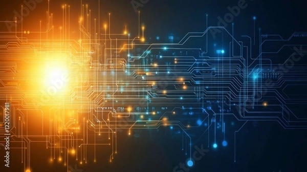 Fototapeta Futuristic Circuitry Design with Bright Lights
