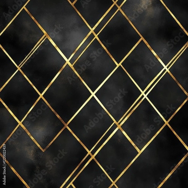 Fototapeta Glittering Golden Geometric Grid Pattern Abstract Background Design
