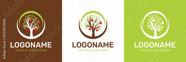 Fototapeta apple tree vector logo