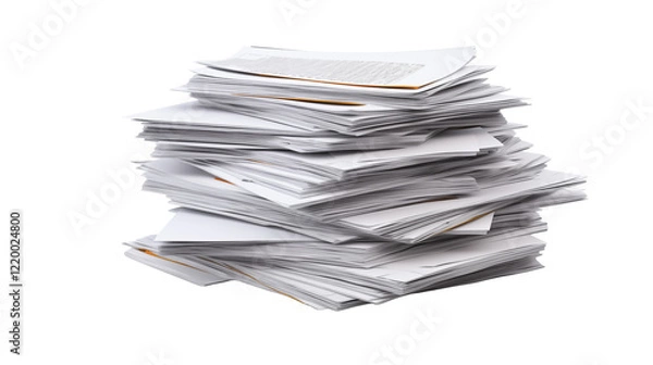 Fototapeta High stack of papers documents on a transparent  background
