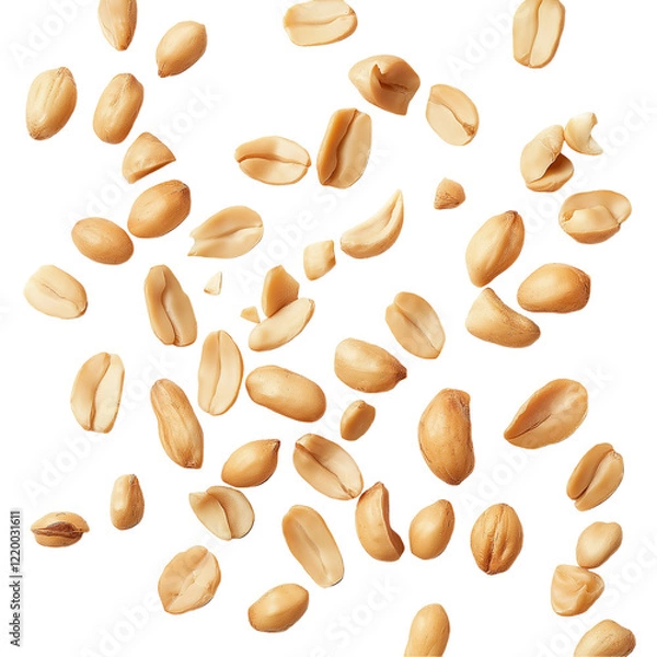 Fototapeta Tasty and nutritious peanuts isolated on transparent white background, clipping path