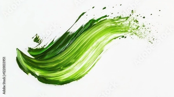 Fototapeta Abstract green paint stroke on white background. (2)