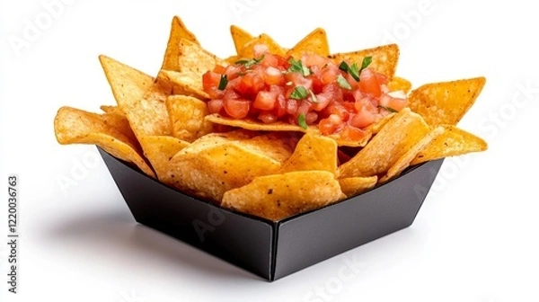 Fototapeta Delicious nachos with salsa on white background. Generative AI