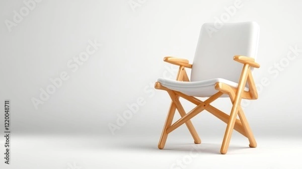Fototapeta Modern white director's chair on a neutral background. Generative AI