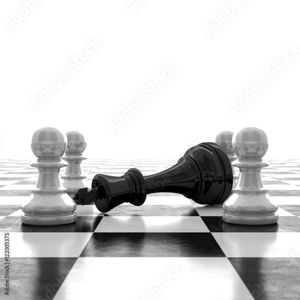 Fototapeta 3d rendering Last chessman defeated