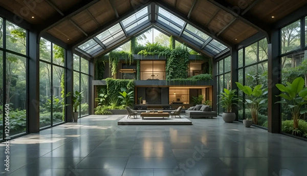 Obraz modern green house  A spacious,  interior background