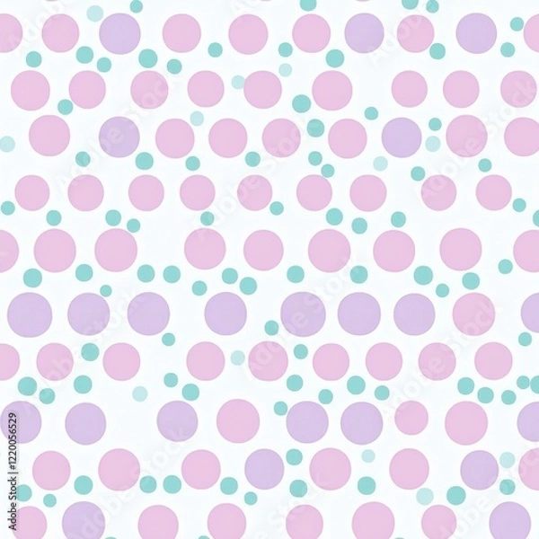 Fototapeta Seamless Pastel Polka Dot Pattern in Gentle Pink  Blue  and Mint Shades for Elegant and Feminine Background Design