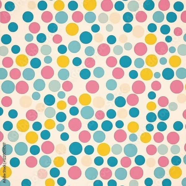 Fototapeta Retro Pastel Polka Dot Abstract Geometric Seamless Pattern Design