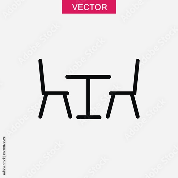 Fototapeta Chair, table icon. Vector flat black simple trendy style illustration for web and app..eps