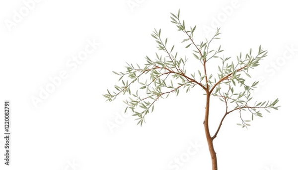 Obraz Isolated tree with branches and leaves on a white background