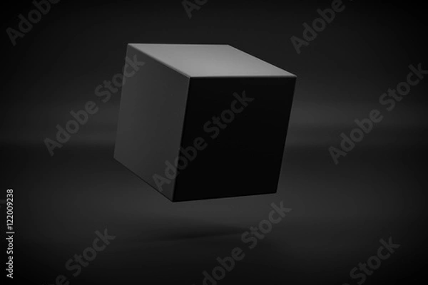 Obraz black box levitation on black background 3d rendering