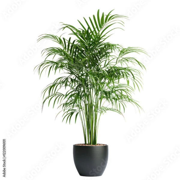 Fototapeta A tall indoor plant in a large pot, isolated on a transparency background