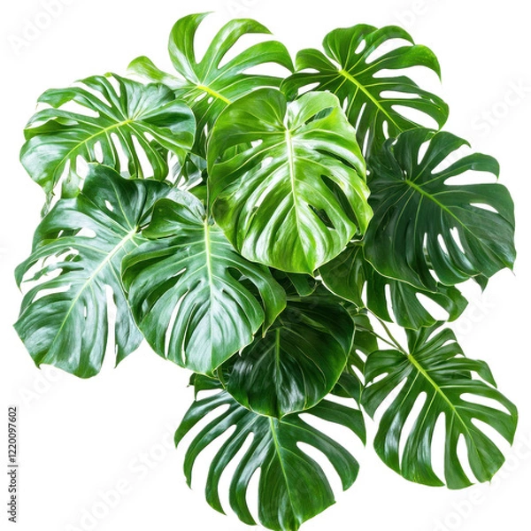 Obraz A large Monstera Deliciosa with split leaves, isolated on a transparency background