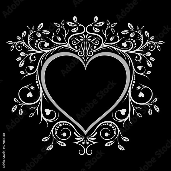Obraz Heart frame. Vintage floral caligraphy ornaments. Vector illustration.