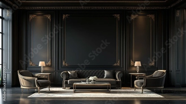 Obraz Elegant Black and Gold Interior Design