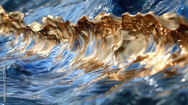 Fototapeta Elegant contemporary gold metallic finish with radiant light reflections