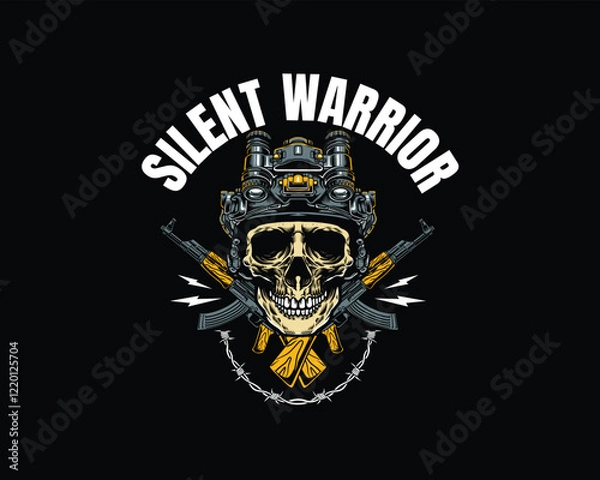Obraz Silent warrior skull head illustration