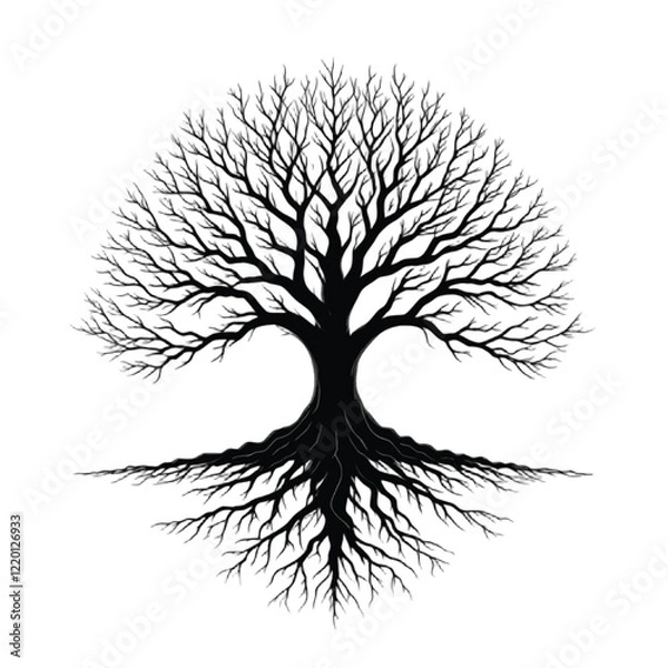 Obraz Black and white silhouette tree