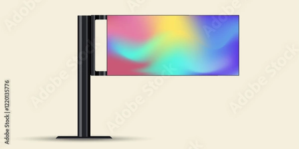 Fototapeta The outdoor street LED screen Mock up vector design. The LED monitors or TV a sleek, minimalistic black frame and stand in vector, illustration.