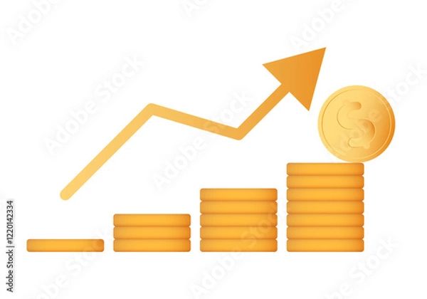 Fototapeta Financial Growth Concept with Increasing Coin Stacks