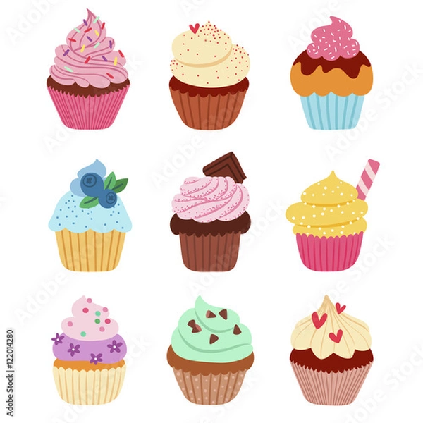 Fototapeta Cupcakes set