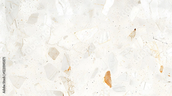 Fototapeta Natural white marble terrazzo flooring texture background, generative ai