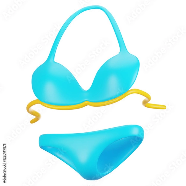Fototapeta 3d rendering summer season icon concept. 3d render bikini icon