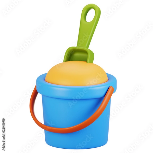 Fototapeta 3d rendering summer season icon concept. 3d render sand bucket icon
