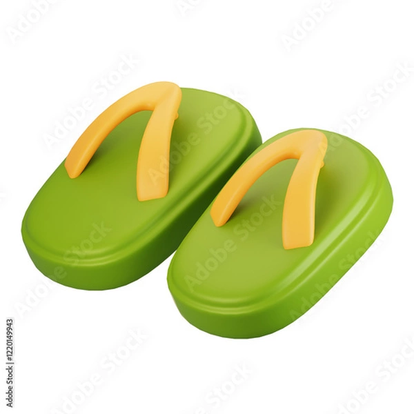 Fototapeta 3d rendering summer season icon concept. 3d render slipper icon