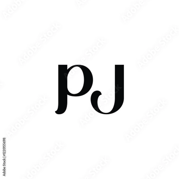 Fototapeta PJ monogram logo design letter text name symbol monochrome logotype alphabet character simple logo
