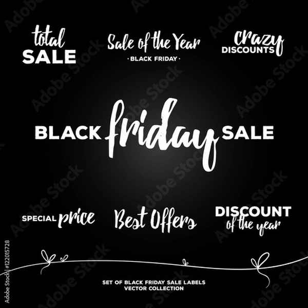 Fototapeta Set of calligraphic black friday labels