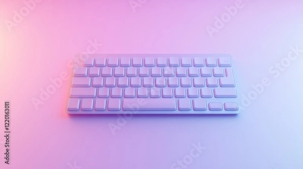 Fototapeta Purple keyboard, minimal design, studio shot, technology background