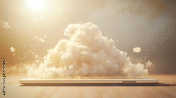 Fototapeta Soft Light Storage Solutions on Tablet with Natural Elements