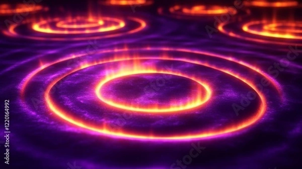 Fototapeta Vibrant Abstract Background with Glowing Orange and Purple Circles