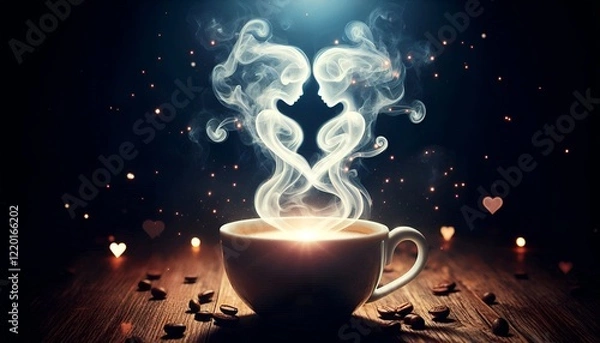 Fototapeta Romantic Vibes Emanating from the Scent of Coffee.