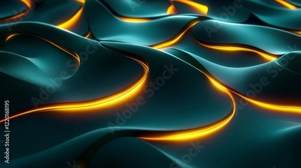 Fototapeta Abstract Teal and Orange Glowing Wave Background