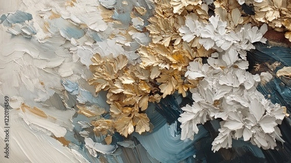 Fototapeta Intricate dimensional gold texture with glowing metallic layers