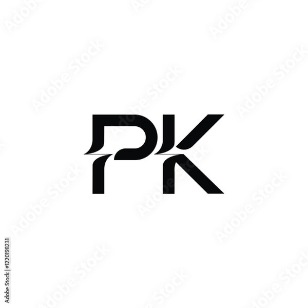 Fototapeta PK monogram logo design letter text name symbol monochrome logotype alphabet character simple logo