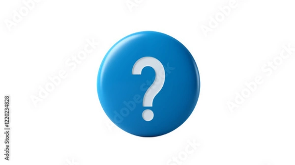 Fototapeta Blue Circle Question Mark Icon 3D Render Graphic isolated on transparent background