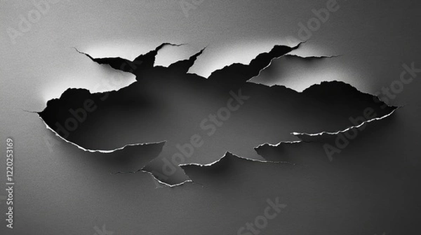 Fototapeta Minimalist gray torn paper, subtle texture, natural edges, clean matte aesthetic