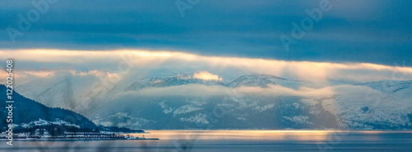 Obraz Sunset over fjord