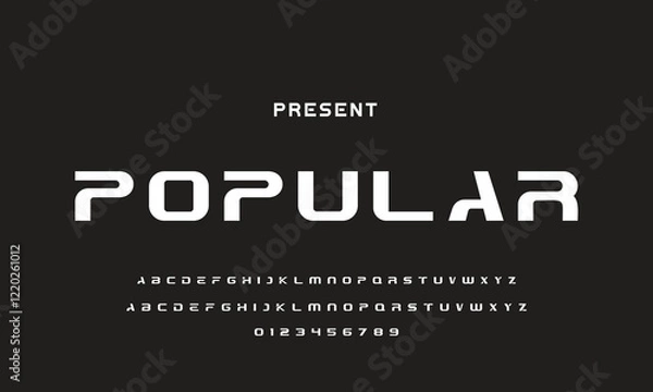 Obraz Modern Sports tech font typography. MINIMAL vector typeface for a company. Minimal gaming fonts for logo design.