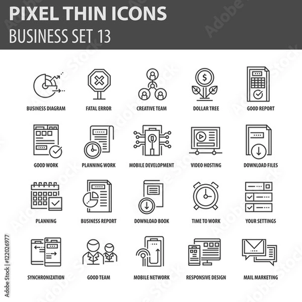 Fototapeta Modern thin line icons set for business