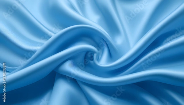 Fototapeta High-Resolution 4K Image of Blue Silk Satin Fabric with Gentle Waves, Perfect for Backgrounds, Branding, and Elegant Design Needs.