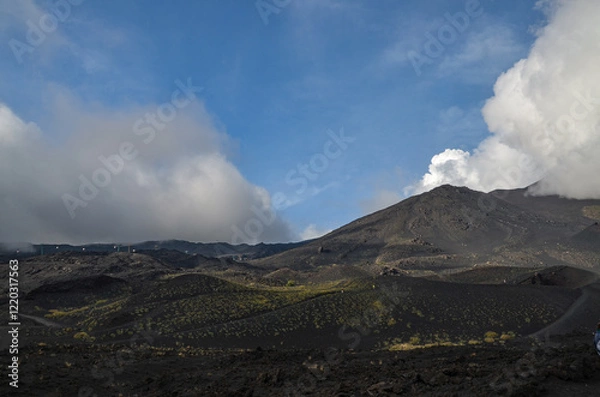 Fototapeta A distinctive and phenomenal landscape on Mount Etna in Sicily