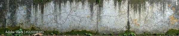 Obraz Weathered wall showcasing peeling paint and mossy textures, ideal for design projects.
